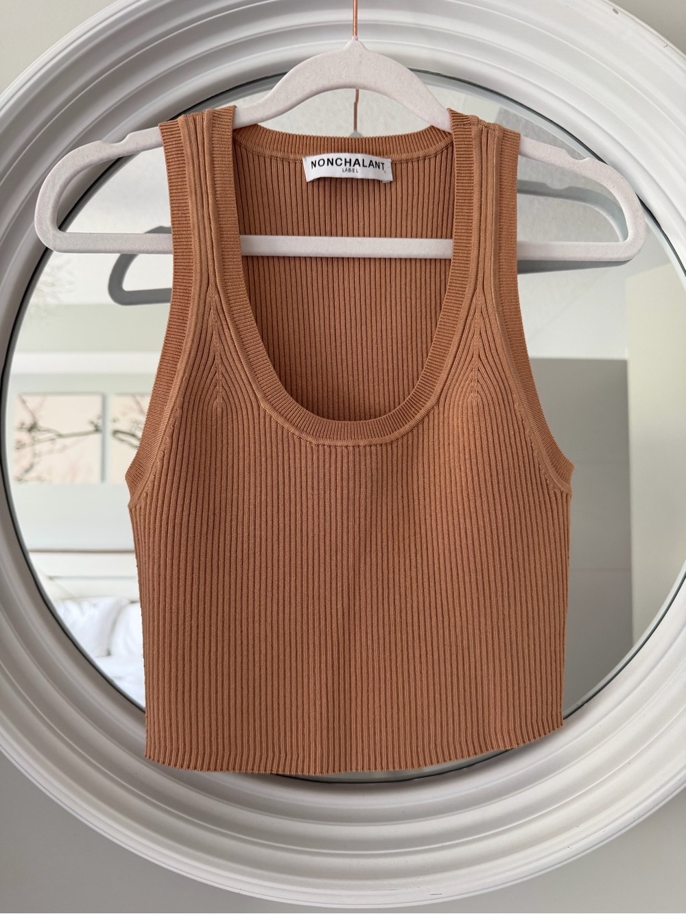 Nonchalant Label Eve Crop Rib Knit Scoop Neck Tank Top S